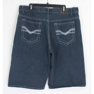 Vintage Y2K Jamplay Dark Blue Baggy Embroidered Skater Jean Shorts Jorts 38 Wide